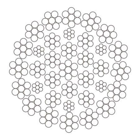 35×7 Warrington Dönmez Çelik Halat (ÖZ+6(1+6)+12(1+6)+16(1+6)