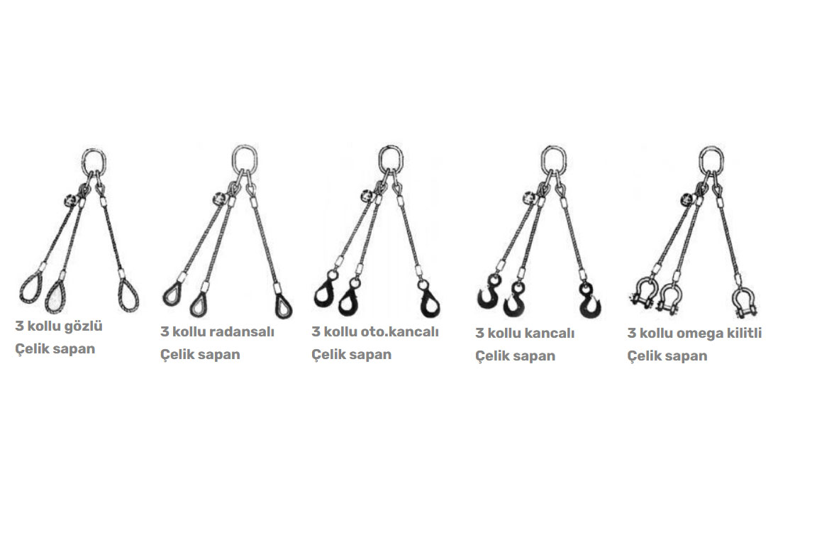 Üç Bacaklı Çelik Halat Sapan